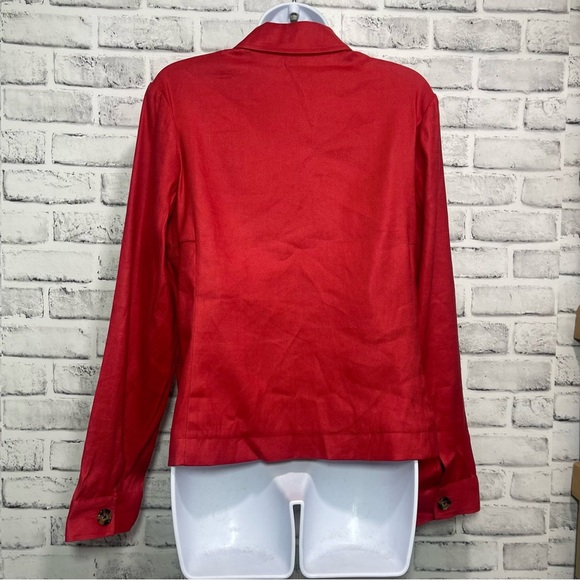 CAbi Valentine Linen Blend Double Placket Button Red Blazer Medium - Picture 2 of 11